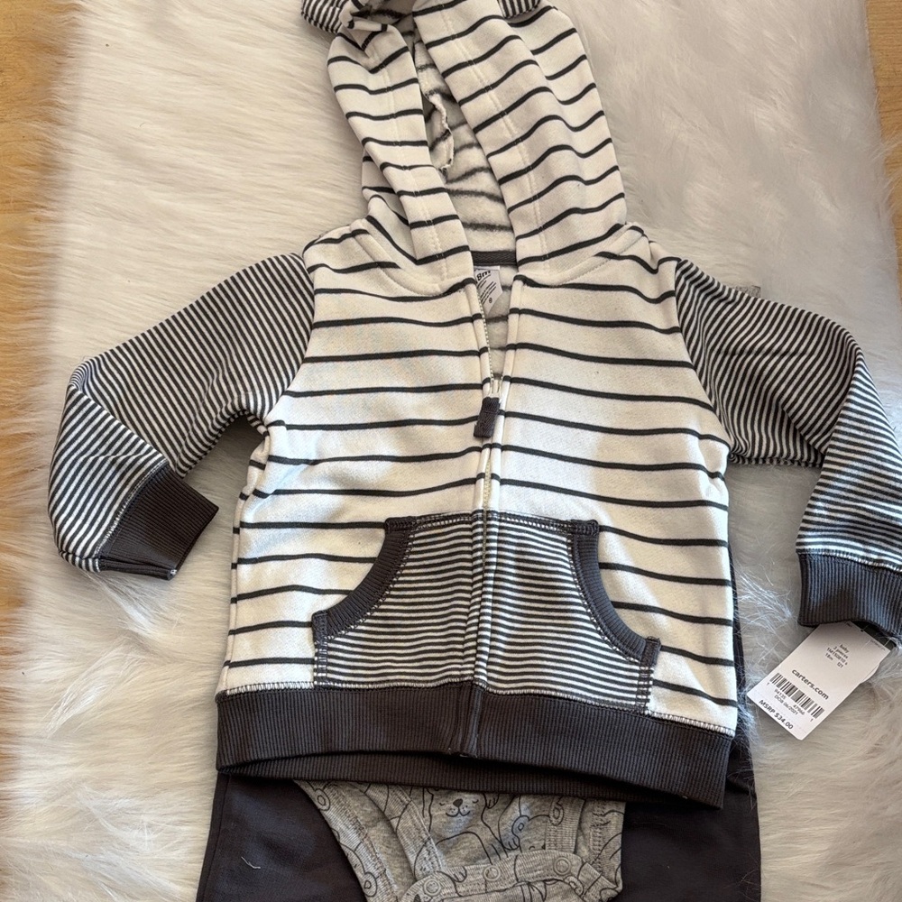 Carter's Black and White Striped Hoodie